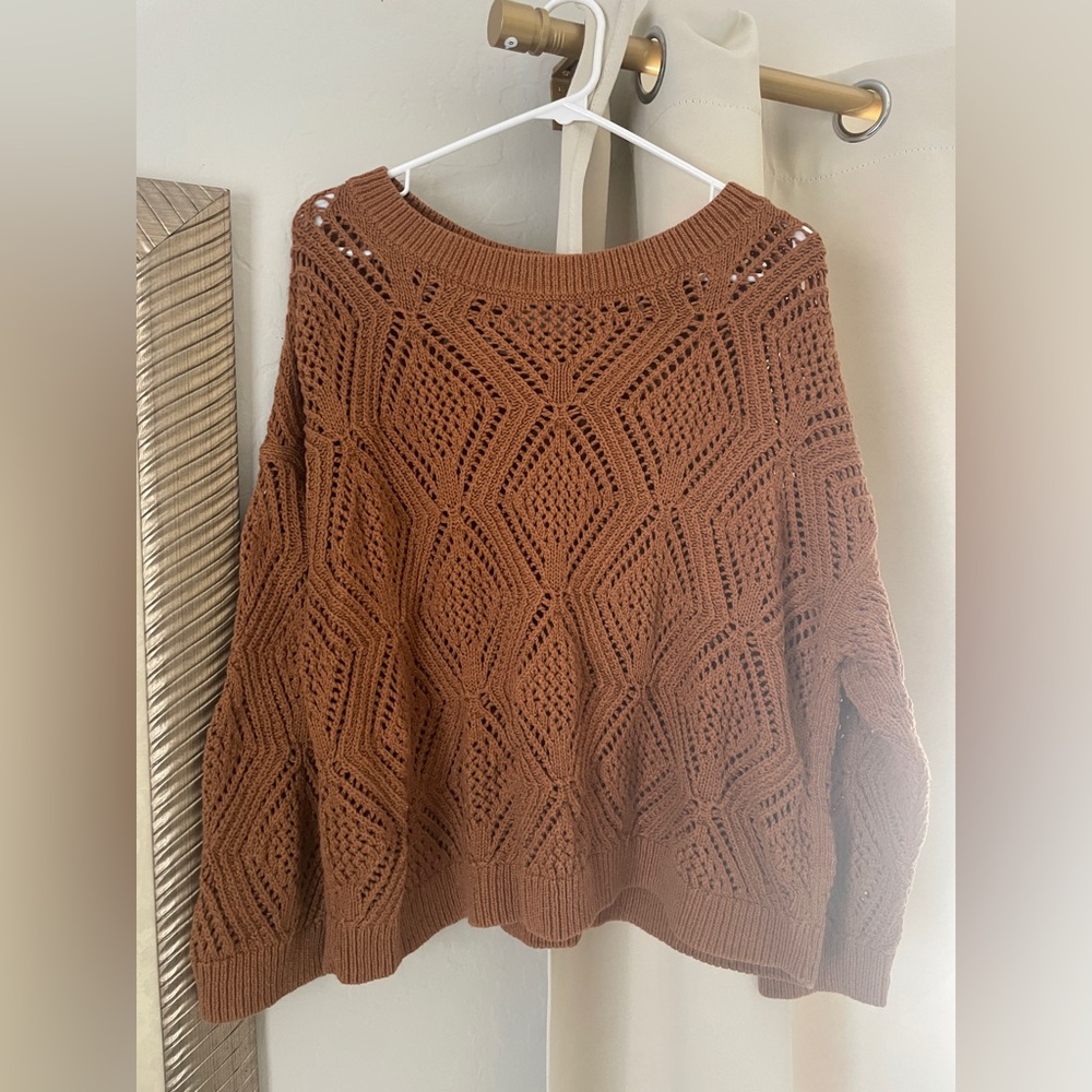 old navy terracotta crochet sweater